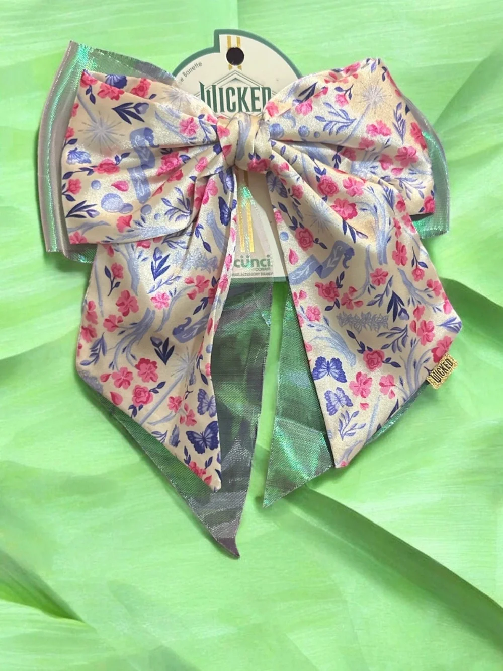 Tucker Floral Bow Hair Clip in Cream, Pink and Blue 1996